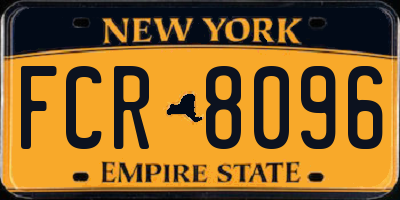 NY license plate FCR8096