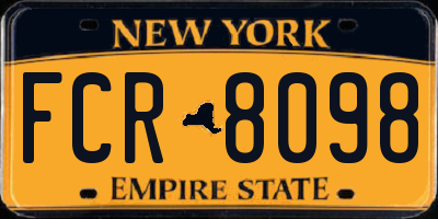NY license plate FCR8098