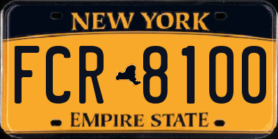 NY license plate FCR8100