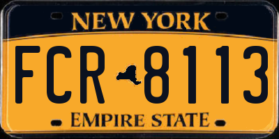 NY license plate FCR8113