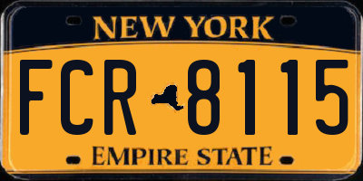 NY license plate FCR8115