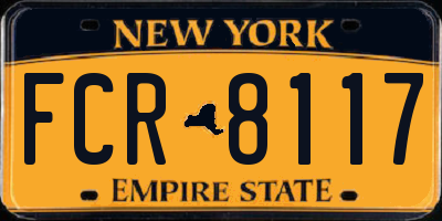 NY license plate FCR8117