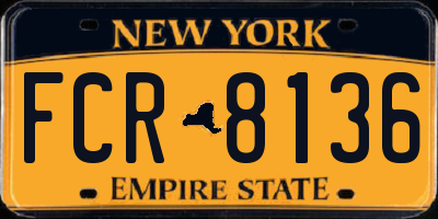 NY license plate FCR8136