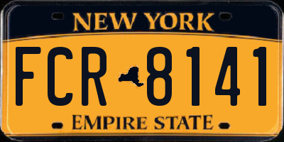 NY license plate FCR8141