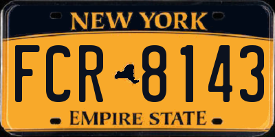NY license plate FCR8143