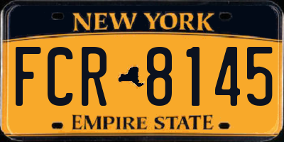 NY license plate FCR8145