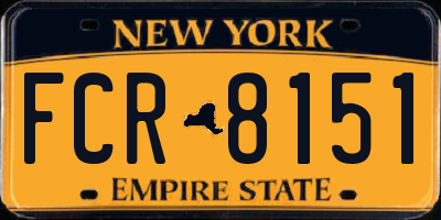 NY license plate FCR8151