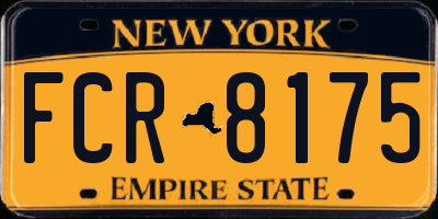 NY license plate FCR8175