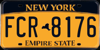 NY license plate FCR8176