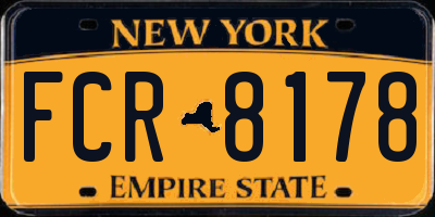 NY license plate FCR8178