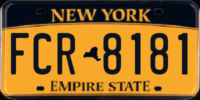 NY license plate FCR8181
