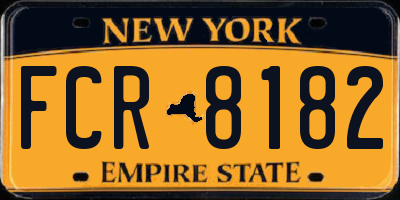 NY license plate FCR8182