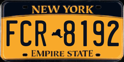 NY license plate FCR8192