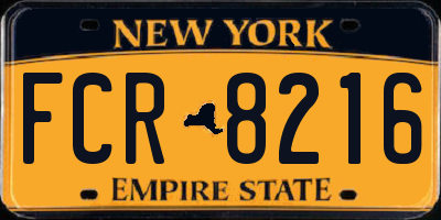 NY license plate FCR8216