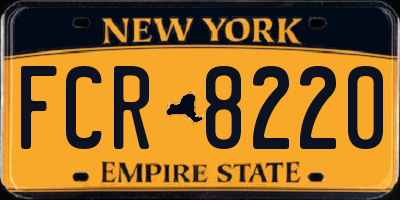 NY license plate FCR8220