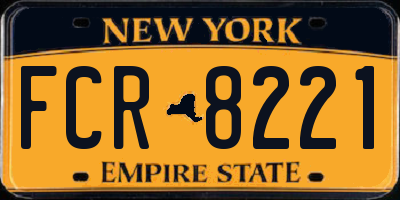 NY license plate FCR8221
