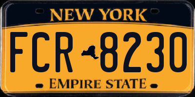 NY license plate FCR8230