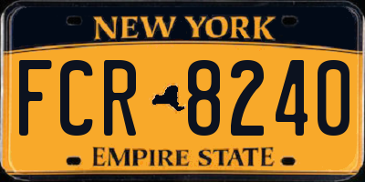 NY license plate FCR8240