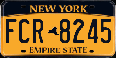 NY license plate FCR8245