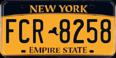 NY license plate FCR8258