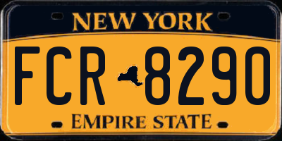 NY license plate FCR8290