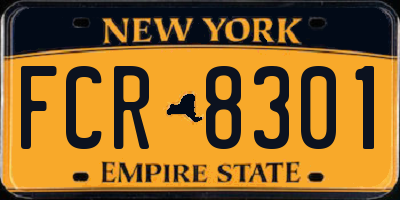 NY license plate FCR8301