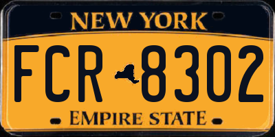 NY license plate FCR8302