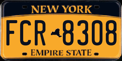 NY license plate FCR8308