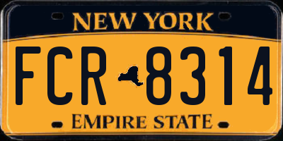 NY license plate FCR8314