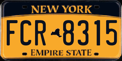 NY license plate FCR8315