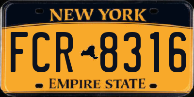 NY license plate FCR8316