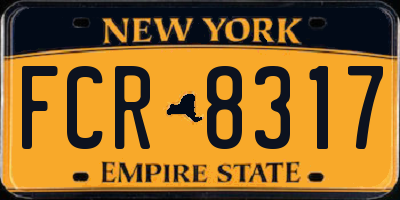 NY license plate FCR8317