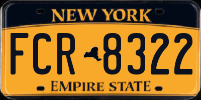 NY license plate FCR8322