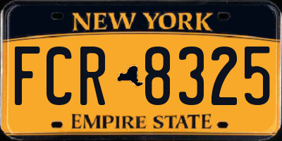 NY license plate FCR8325