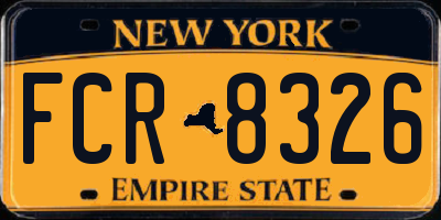 NY license plate FCR8326