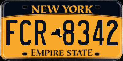 NY license plate FCR8342