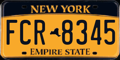 NY license plate FCR8345