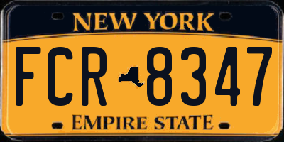 NY license plate FCR8347