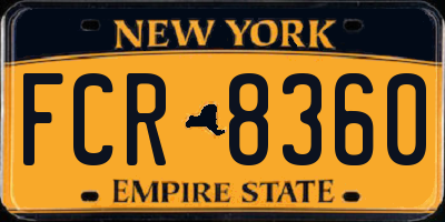 NY license plate FCR8360