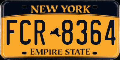 NY license plate FCR8364