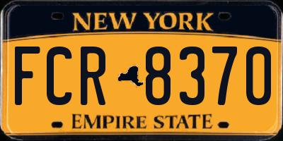 NY license plate FCR8370