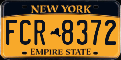 NY license plate FCR8372