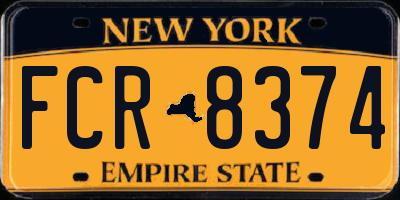 NY license plate FCR8374