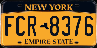 NY license plate FCR8376