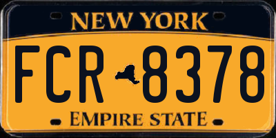 NY license plate FCR8378
