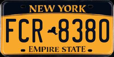 NY license plate FCR8380