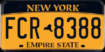 NY license plate FCR8388
