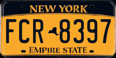 NY license plate FCR8397