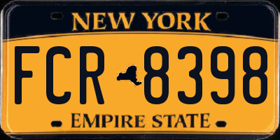 NY license plate FCR8398