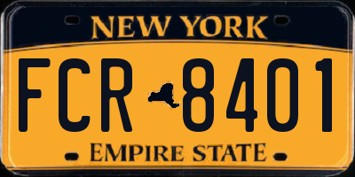 NY license plate FCR8401